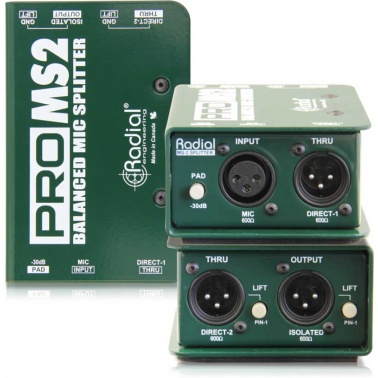 Radial ProMS2 单通道一进三出高性能无源话筒分配器批发零售 隔离变压器 消除接地回路的噪声DI直插盒 吉他DI盒 Radial DI直插盒