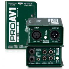 Radial,ProAV1,无源DI直插盒,单通道多媒体DI盒,隔离变压,器取消嗡嗡声,消噪器,电流声取消器,交流声取消器,噪声取消器,多媒体转接盒,被动式DI盒,